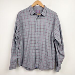 UNTUCKit GREY & RED PLAID FLANNEL LONG SLEEVE BUTTON UP XL